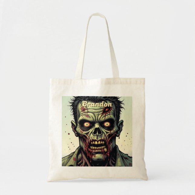Tote Bag Zombie Halloween personnalisées Bac ou traitement (Devant)