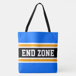 Tote Bag ZONE DE BOUT Lumineux Bleu Orange Noir Rayures de 