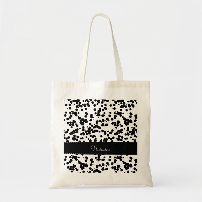 Tote Bag Zones dalmatiennes noires et blanches (Devant)