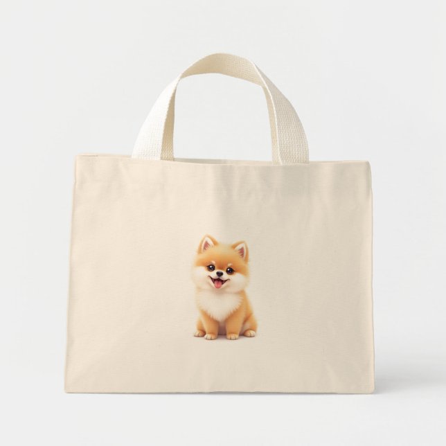  Tote Bags (adorable Pomeranian puppy) (Front)