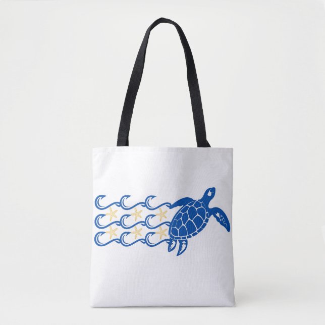 Tote. Catch. Turtle Waves. Tote Bag (Front)