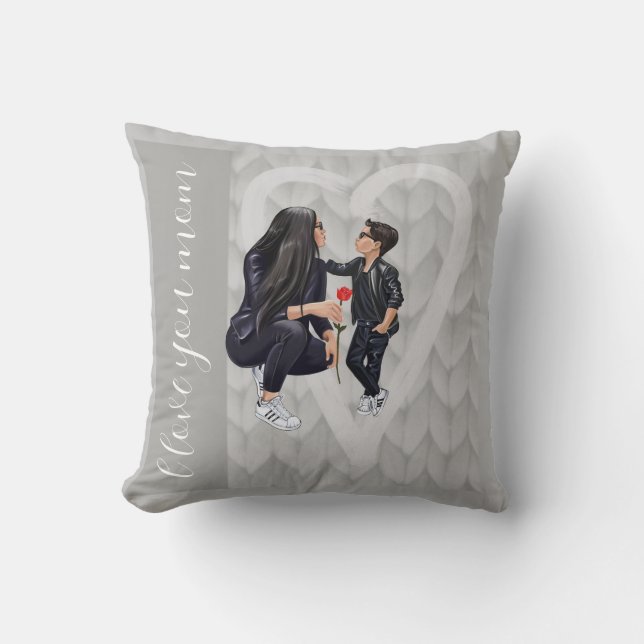Tote "Congratulations for the mom of the boy." Throw Pillow (Front)