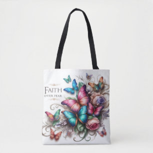 Tote "Faith Over Fear" Inspirational Tote Bag