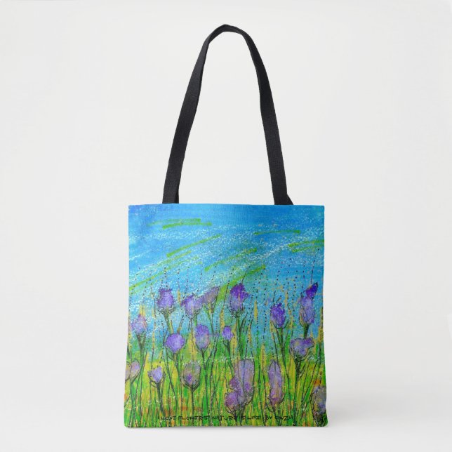 Tote Poster with handpainted watercolor of purple (Front)