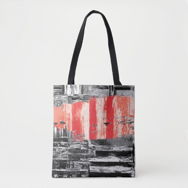 Tote – Red Pulse Abstract Design (Front)