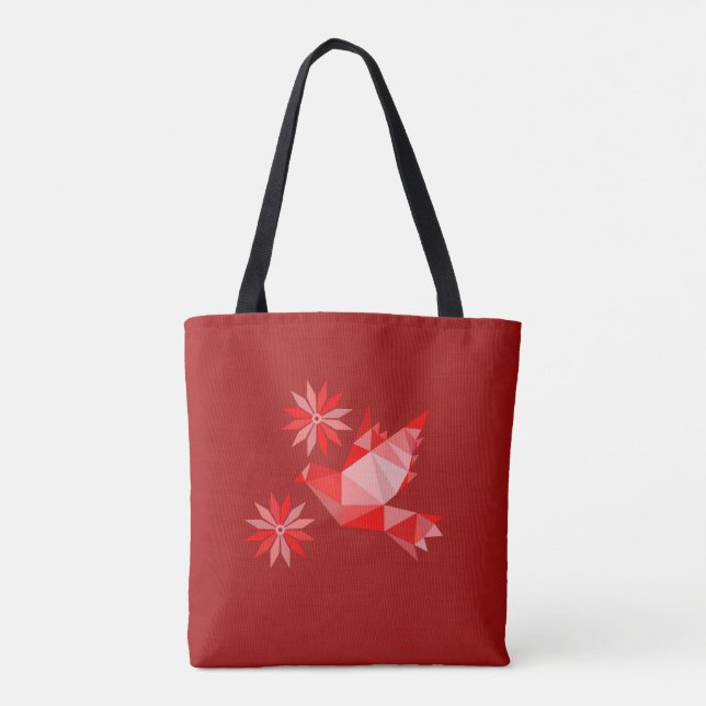 Tote with creative bird with flower (Back)