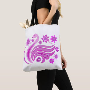 Tote with creative bird with flower bag