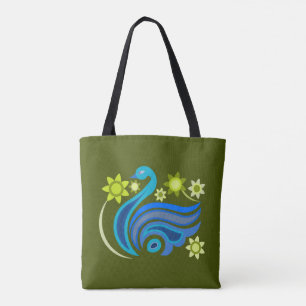 Tote with creative bird with flower bag