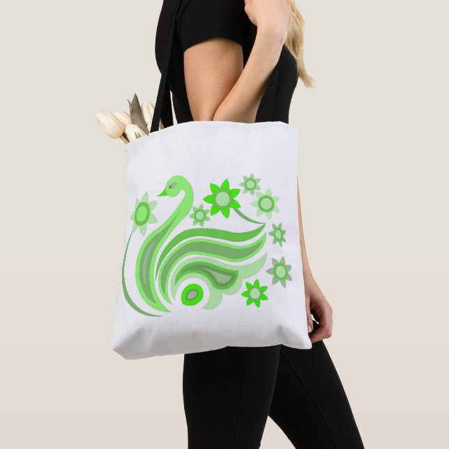 Tote with creative bird with flower bag (Close Up)