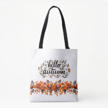 Tote with "Hello Autumn"copy and pumpkin garland