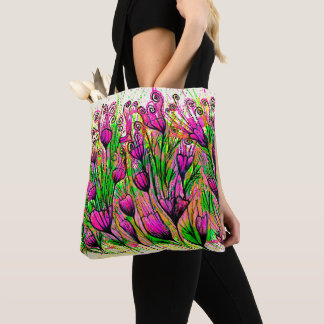 Tote with pink flowers