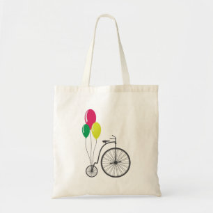 tote with retro bicycle with balloons bag