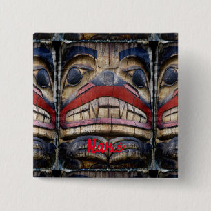 Totem Pole Face Thunder_Cove  2 Inch Square Button