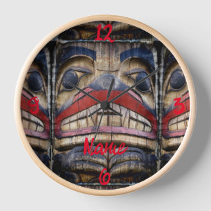 Totem Pole Face Thunder_Cove Clock