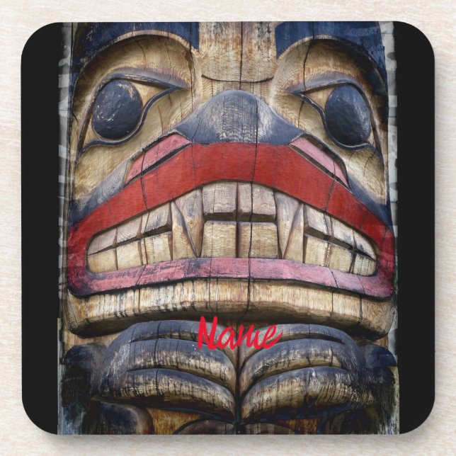 Totem Pole Face Thunder_Cove   Coaster (Front)