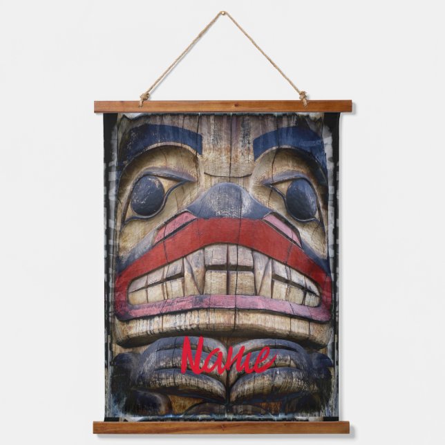Totem Pole Face Thunder_Cove Hanging Tapestry (Front)
