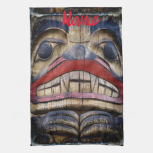 Totem Pole Face Thunder_Cove Kitchen Towel