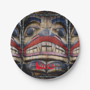 Totem Pole Face Thunder_Cove Paper Plate