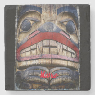 Totem Pole Face Thunder_Cove  Stone Coaster
