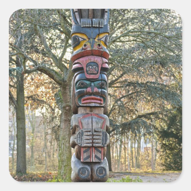 Totem Pole Square Sticker (Front)