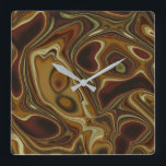 Totem Square Wall Clock<br><div class="desc">Totem: Abstract primitive art in eartny tones of orange,  brown,  green,  and beige.</div>