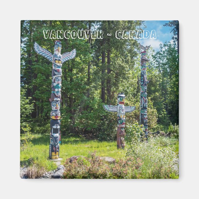 Totems in Stanley Park, Vancouver Canada Magnet (Front)