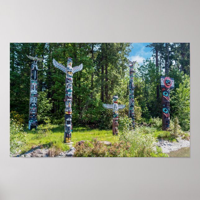 Totems in Stanley Park, Vancouver Canada Poster (Front)