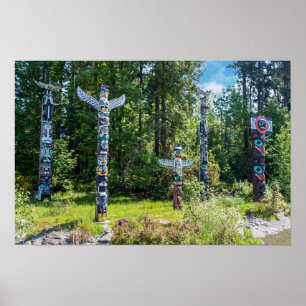 Totems in Stanley Park, Vancouver Canada Poster