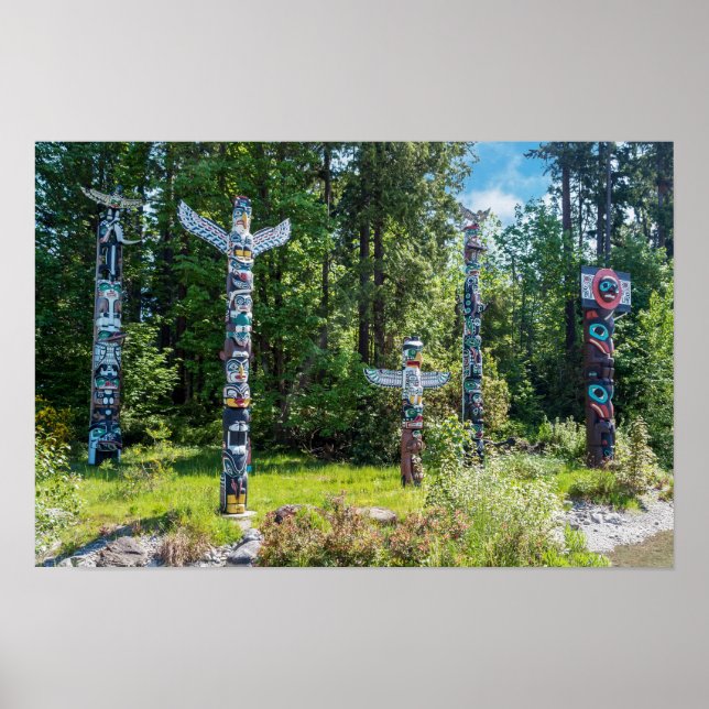 Totems in Stanley Park, Vancouver Canada Poster (Front)