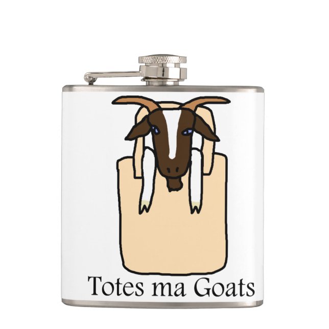 Totes ma Goats (With Text) Hip Flask (Front)