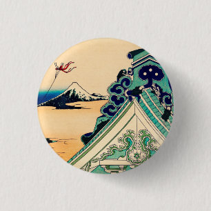 Toto Asakusa Honganji by Katsushika Hokusai 1 Inch Round Button