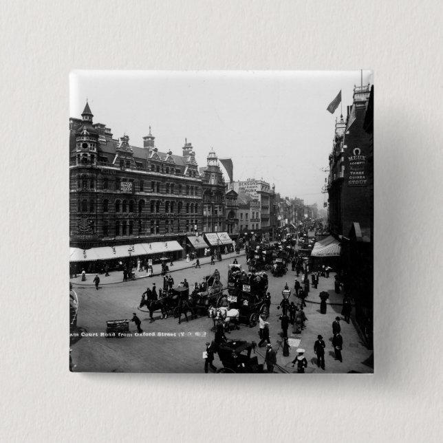 Tottenham Court Road from Oxford Street, 2 Inch Square Button (Front)