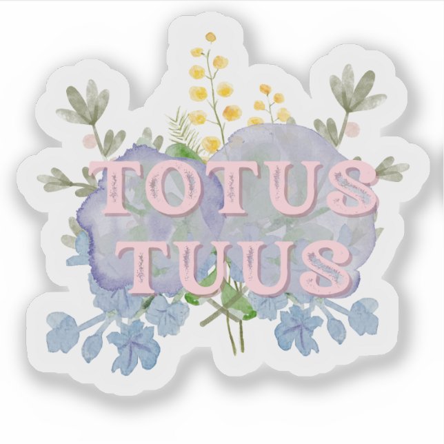 Totus Tuus Catholic Marian Floral Sticker (Front)
