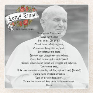 Totus Tuus St. John Paul Pope Catholic Prayer Glass Coaster