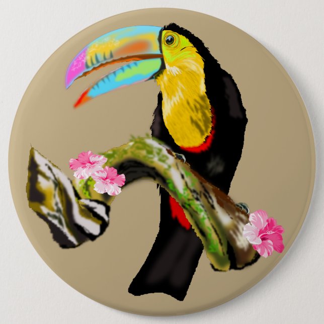 Toucan 3 6 inch round button (Front)