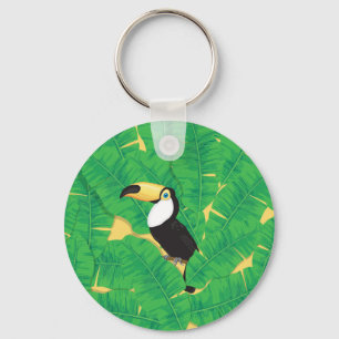 Toucan and banana leaves keychain