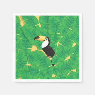Toucan and banana leaves napkin