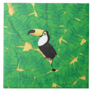Toucan and banana leaves tile