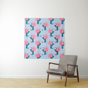 Toucan and hibiscus tapestry