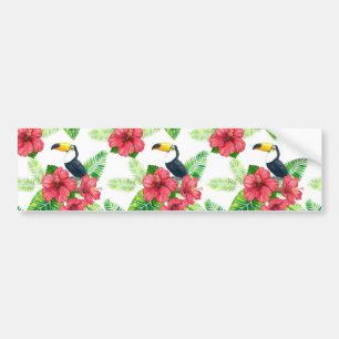 Toucan and tropical bouquet bumper sticker