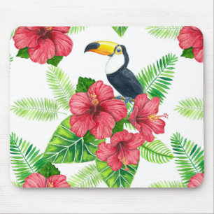 Toucan and tropical bouquet mouse pad