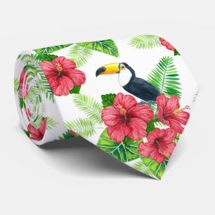 Toucan and tropical bouquet tie