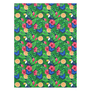 Toucan and tropical garden watercolor tablecloth