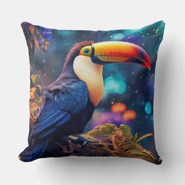 Toucan Animal Bird Wildlife Wilderness Colourful Throw Pillow (Front)
