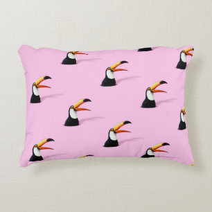 Toucan Announcement: Tropical Pink Paradise Accent Pillow