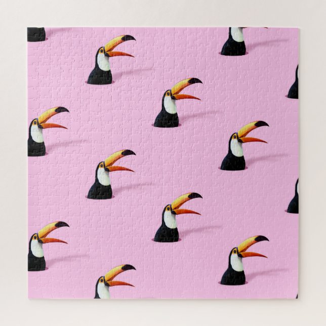 Toucan Announcement: Tropical Pink Paradise Jigsaw Puzzle (Vertical)