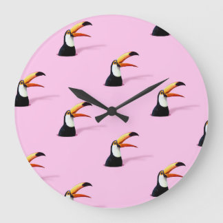 Toucan Announcement: Tropical Pink Paradise Large Clock