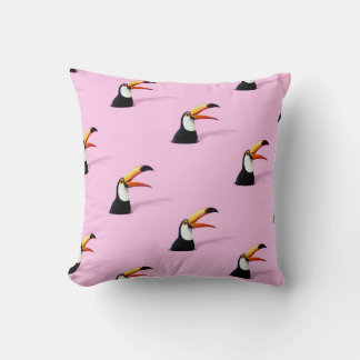 Toucan Announcement: Tropical Pink Paradise Throw Pillow