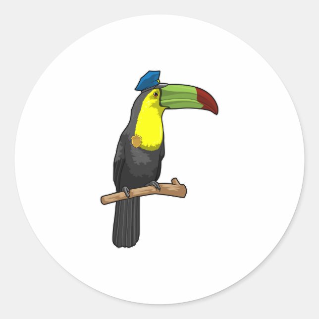 Toucan as Police officer Police Classic Round Sticker (Front)