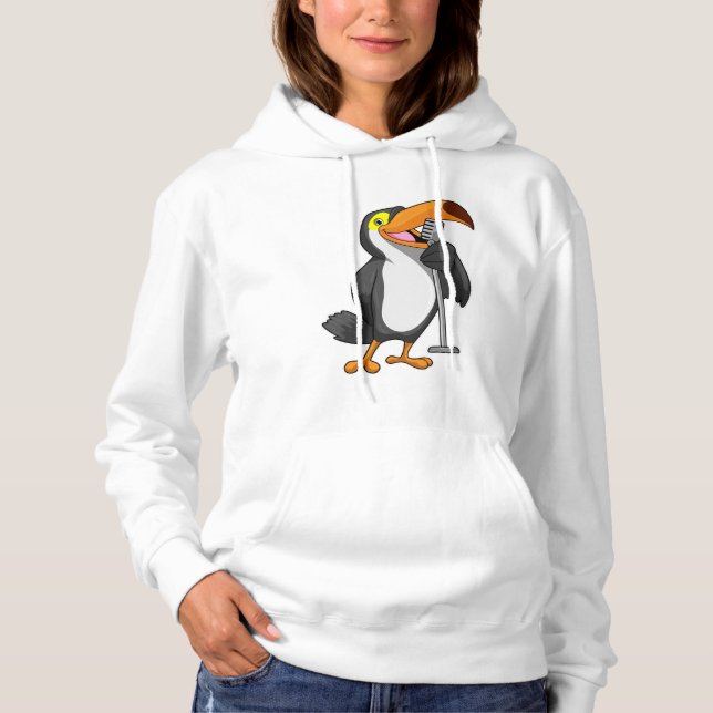 Toucan at Music with Microphone Hoodie (Front)